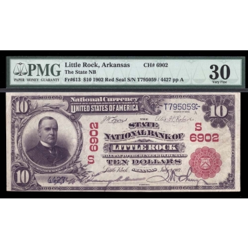 Little Rock – Arkansas – CH 6902 – FR 613 – PMG 30 Very Fine - National Bank Note