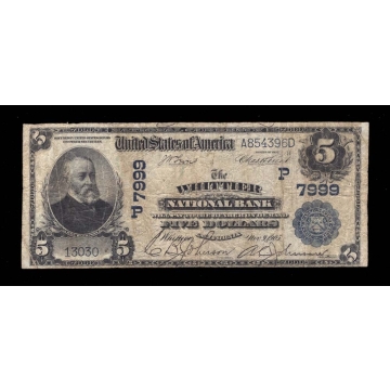 Whittier – California – CH 7999 – FR 599 – Fine - National Bank Note 