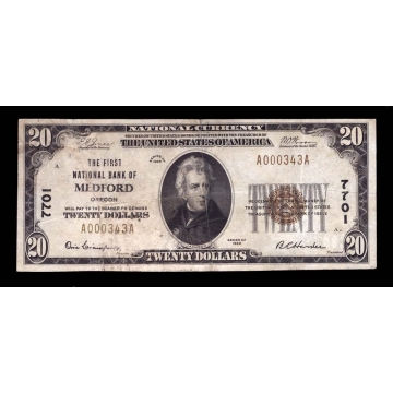 Medford – Oregon – CH 7701 – FR 1802-1 – VF - National Bank Note 