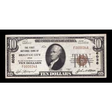 Brigham City – Utah – CH 6036 – FR 1801-1 – VF - National Bank Note 