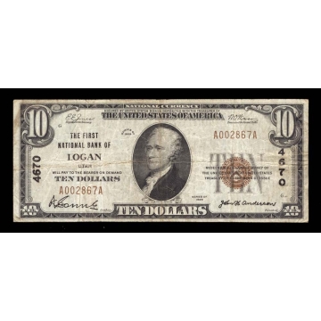 Logan – Utah – CH 4670 – FR 1801-1 – Fine - National Bank Note 