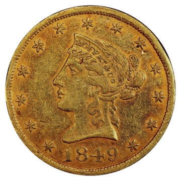 1849 $10 Moffat Ten Dol. Kagin-6a PCGS AU50 PQ 