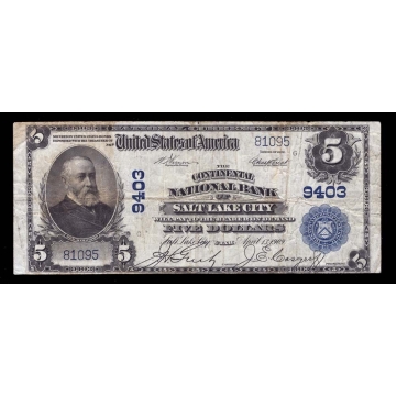 Salt Lake City – Utah – CH 9403 – FR 600 – Fine - National Bank Note 