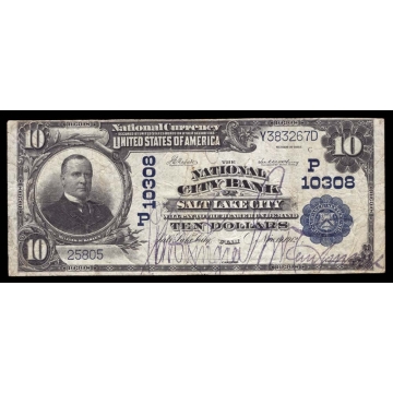 Salt Lake City – Utah – CH 10308 – FR 628 – VF - National Bank Note 