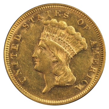 1878 $3 Indian PCGS AU55 PQ