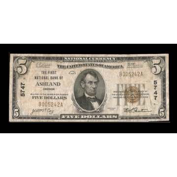 Ashland – Oregon – CH 5747 – FR 1800-1 - National Bank Note 