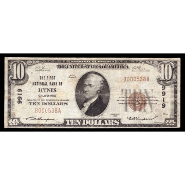 Hynes – California – CH 9919 – FR 1801-1 – Fine - National Bank Note 