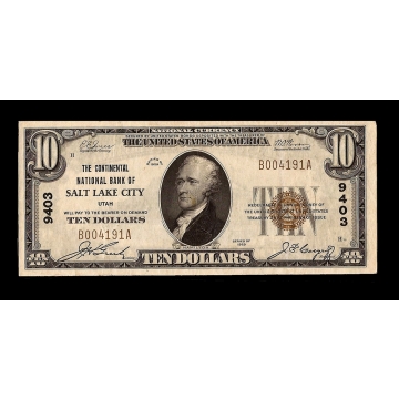 Salt Lake City – Utah – CH 9403 – FR 1801-1 – VF/XF - National Bank Note 