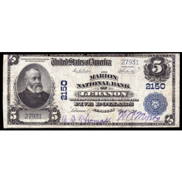 Lebanon – Kentucky – CH 2150 – FR 605 – F/VF - National Bank Note 