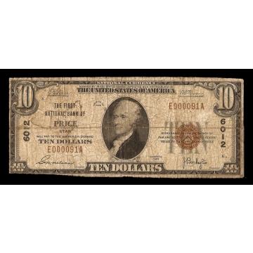 Price – Utah – CH 121 – FR 1801-1 – Fine - National Bank Note 