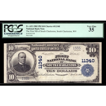 South Charleston – West Virginia – CH 11340 – FR 632 – PCGS 35 Very Fine - National Bank Note 