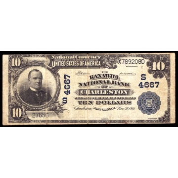 Charleston – West Virginia – CH 4667 – FR 628 – Fine- National Bank Note 