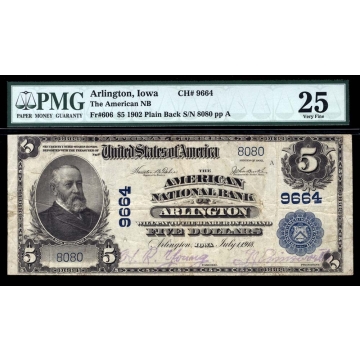 Arlington – Iowa – CH 9664 – FR 606 – PMG 25 - National Bank Note 