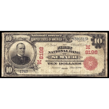 Sumner – Iowa – CH 8198 – FR 614 – Fine - National Bank Note 