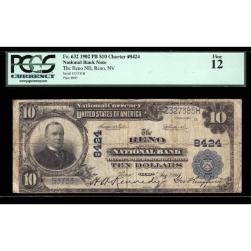 Reno – Nevada – CH 8424 – FR 632 – PCGS 12 Fine - National Bank Note 