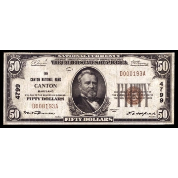 Canton – Maryland – CH 4799 – FR 1803-1 – VF - National Bank Note 