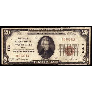 Waterville – Maine – CH 762 – FR 1802-1 – Fine - National Bank Note 