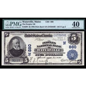 Waterville – Maine – CH 880 – FR 598 – PMG 40 - National Bank Note 