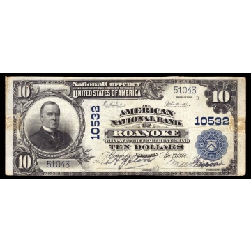 Roanoke – Virginia – CH 10532 – FR 631 – VF - National Bank Note 