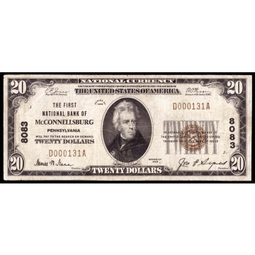 McConnellsburg – Pennsylvania – CH 8083 – FR 1802-1 – VF - National Bank Note 