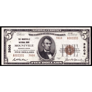 Mountville – Pennsylvania – CH 3808 – FR 1800-2 – XF+ - National Bank Note 