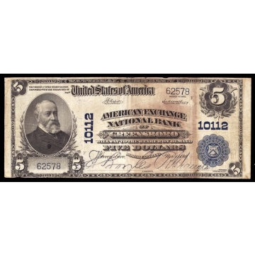 Greensboro – North Carolina -CH 10112 – FR 602 – Fine - National Bank Note 