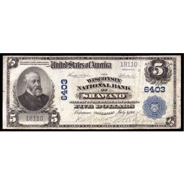 Shawano – Wisconsin – CH 6403 – FR 606 – VF - National Bank Note 