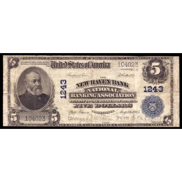 New Haven – Connecticut – CH 1243 – FR 606 – Fine - National Bank Note 