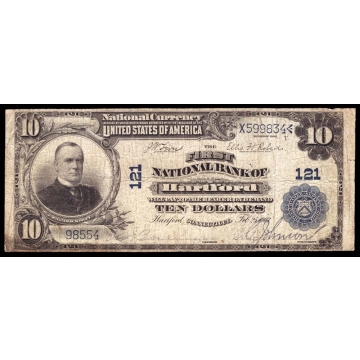 Hartford – Connecticut – CH 121 – FR 624 – Fine - National Bank Note 