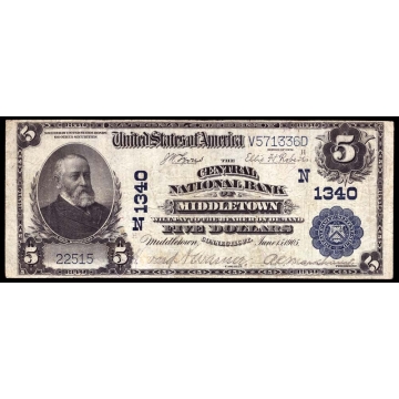 Middletown – Connecticut – CH 1340 – FR 598 – VF - National Bank Note 