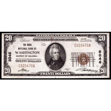 Washington – District of Columbia- CH 5046 – FR 1802-1 – VF - National Bank Note 