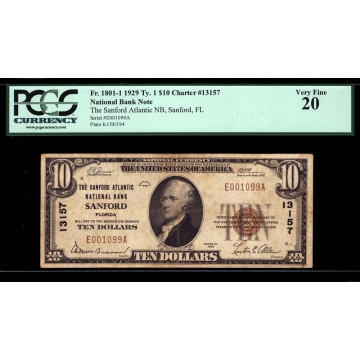 Sanford – Florida – CH 13157 – FR 1801-1 – PCGS 20 - National Bank Note 