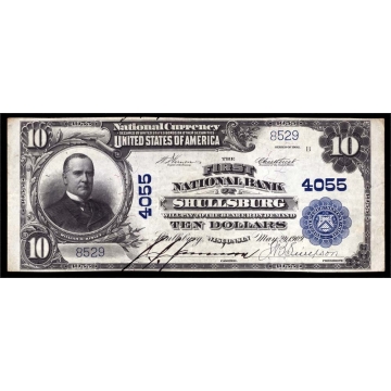 Shullsburg – Wisconsin – CH 4055 – FR 626 – XF/AU - National Bank Note 