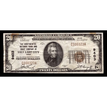 Salt Lake City – Utah – CH 9403 – FR 1802-1 – VF - National Bank Note 