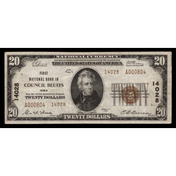 Council Bluffs – Iowa – CH 14028 – FR 1802-2 – VF - National Bank Note 