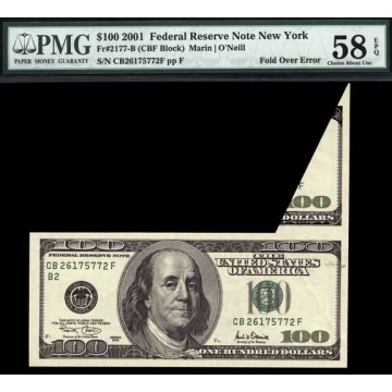 FR. 2177b $100 2001 Error FRN New York PMG 58 EPQ