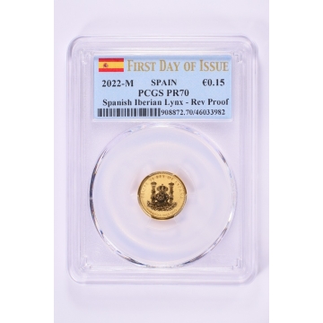 2022 Spanish Lynx 1/10-Ounce Gold PCGS PR70 First Day of Issue