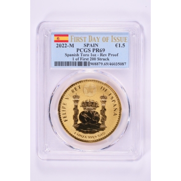 2022 Spanish Bull 1-Ounce Gold PCGS PR69 1 of 200