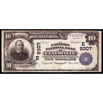 Claysville – Pennsylvania – CH 9307 – FR 626 – VF+ - National Bank Note 