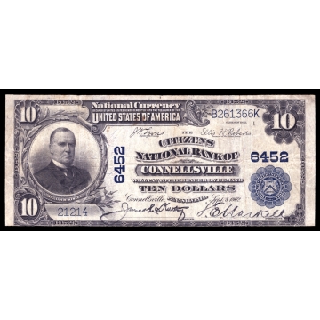 Connellsville – Pennsylvania – CH 6452 – FR 624 – Fine+ - National Bank Note 