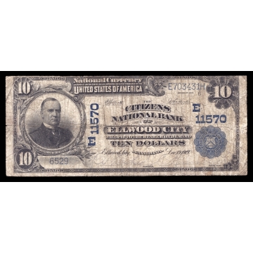 Ellwood City – Pennsylvania – CH 11570 – FR 633 – VG/F - National Bank Note 