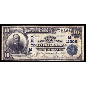 Gridley – Illinois – CH 11208 – FR 632 – F/VF - National Bank Note 