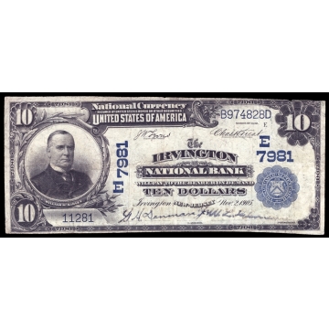 Irvington – New Jersey – CH 7981 – FR 625 – F/FV - National Bank Note 