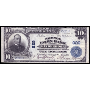 Kinderhook – New York – CH 929 – FR 624 – VF+ - National Bank Note 