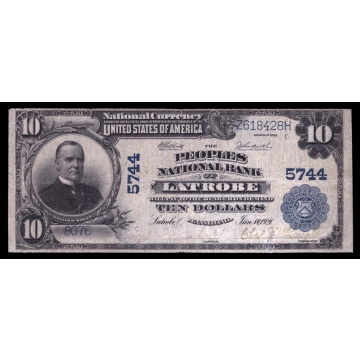 Latrobe – Pennsylvania – CH 5744 – FR 633 – Fine - National Bank Note 