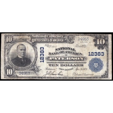 Paterson – New Jersey – CH 12383 – FR 635 – Fine+ - National Bank Note 