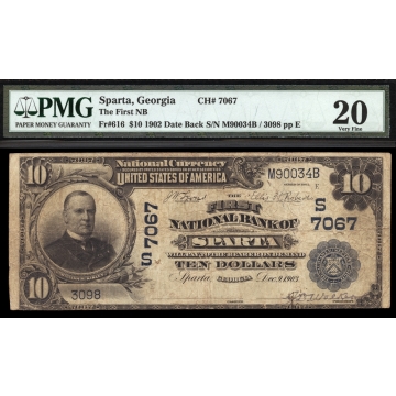 Sparta – Georgia – CH 7067 – FR 616 – PMG 20 - National Bank Note 