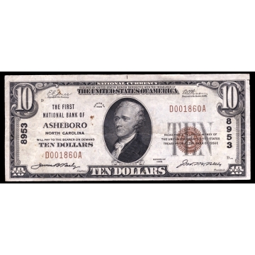 Asheboro – North Carolina – CH 8953 – FR 1801-1 - National Bank Note 