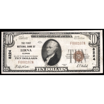 Lerna – Illinois – CH 8224 – FR 1801-1 – VF - National Bank Note 