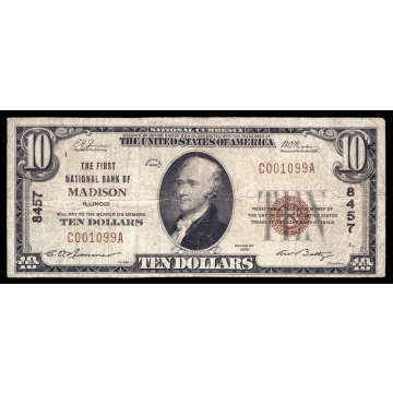 Madison – Illinois – CH 8457 – FR 1801-1 – Fine - National Bank Note 